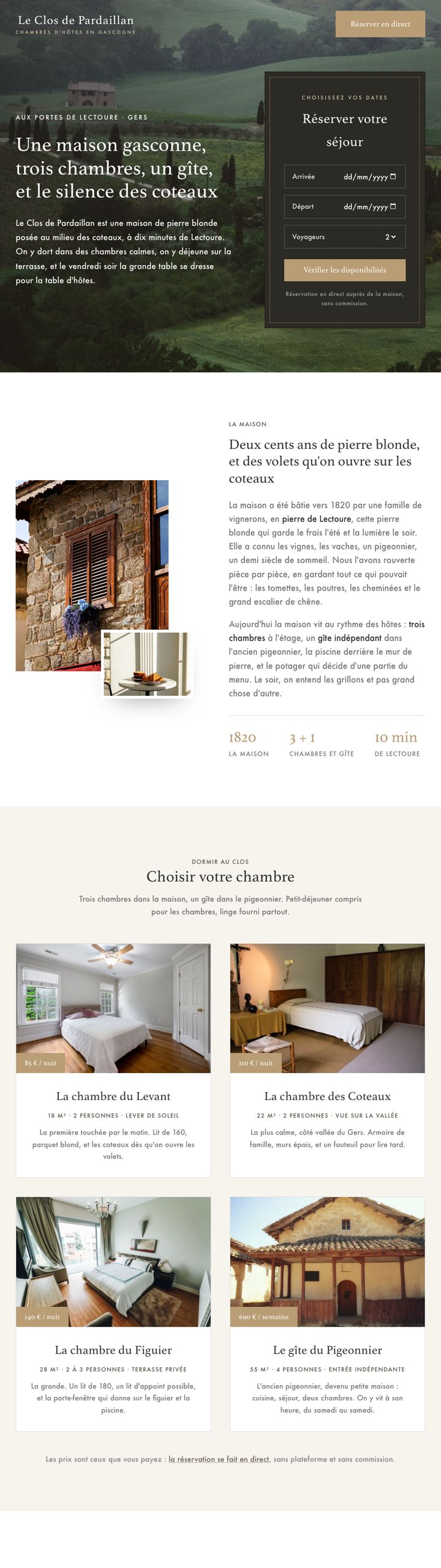 Démonstration gîte, Le Clos de Pardaillan